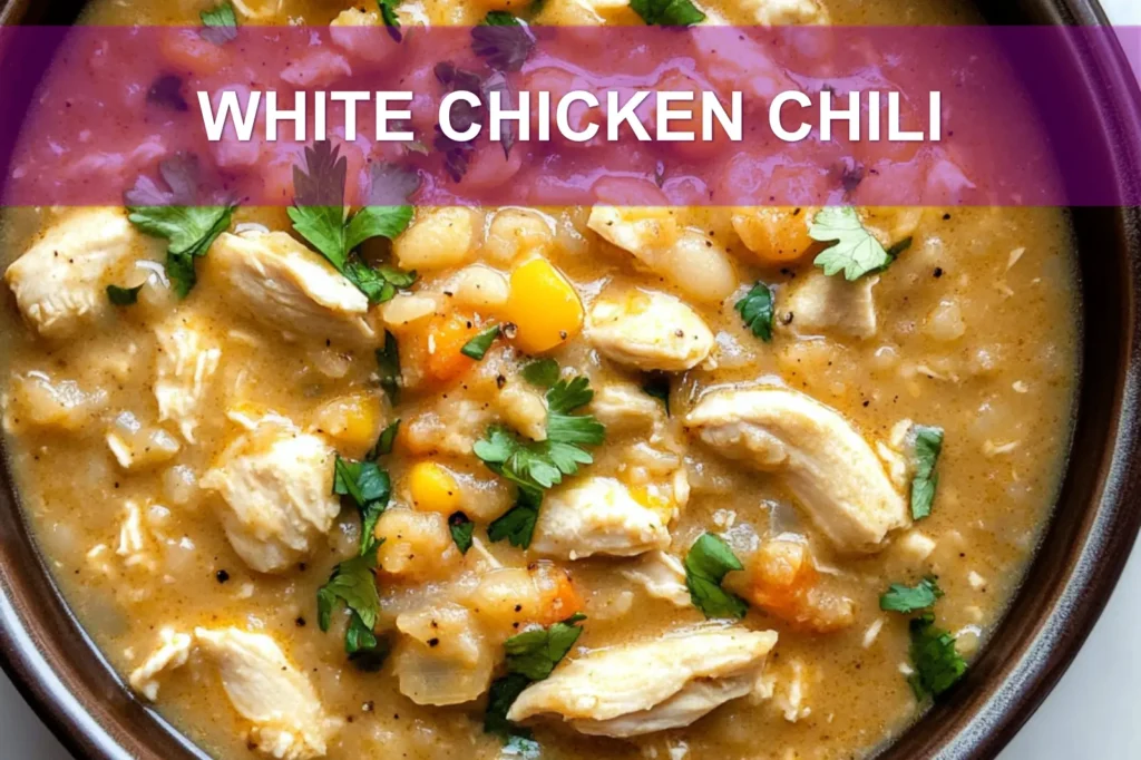 WHITE CHICKEN CHILI centered hero view, clean and uncluttered