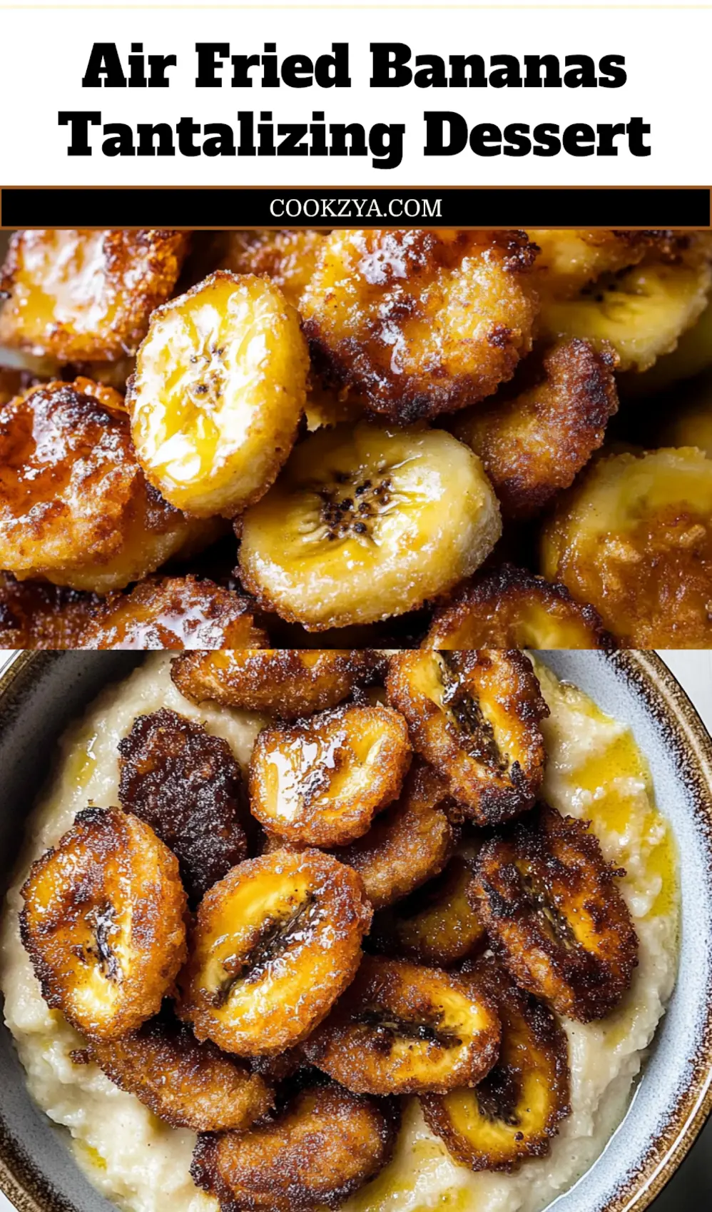 Best Way to Enjoy Air Fried Bananas Today 7 Air Fried Bananas on a plate, garnished with a sprinkle of cinnamon, ready for a Pinterest share.