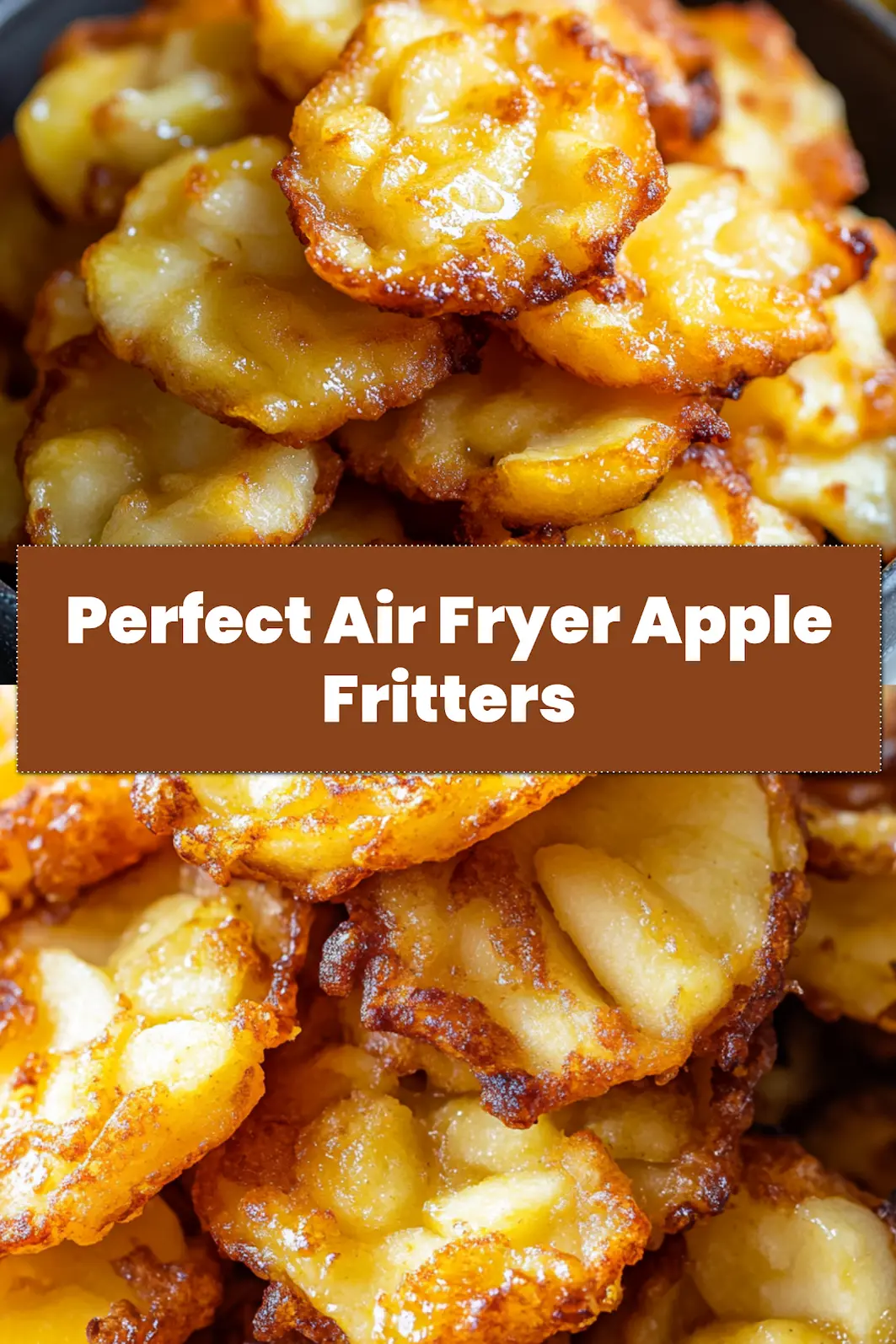AIR FRYER APPLE FRITTERS centered hero view, clean and uncluttered_pin
