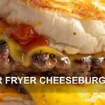 AIR FRYER CHEESEBURGER centered hero view, clean and uncluttered