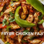 AIR FRYER CHICKEN FAJITAS centered hero view, clean and uncluttered