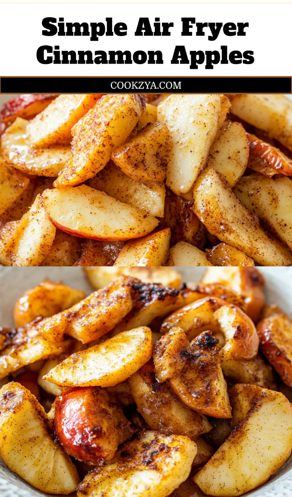 AIR FRYER CINNAMON APPLES centered hero view, clean and uncluttered_pin