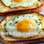 AIR FRYER EGG CHEESE TOAST centered hero view, clean and uncluttered