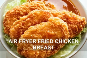 AIR FRYER FRIED CHICKEN BREAST centered hero view, clean and uncluttered
