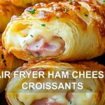AIR FRYER HAM CHEESE CROISSANTS centered hero view, clean and uncluttered