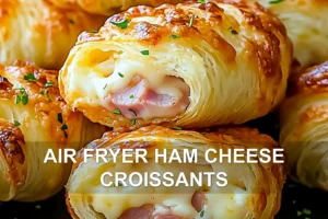 AIR FRYER HAM CHEESE CROISSANTS centered hero view, clean and uncluttered