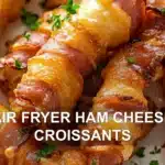 AIR FRYER HAM CHEESE CROISSANTS centered hero view, clean and uncluttered