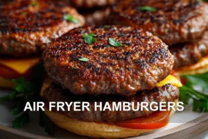 AIR FRYER HAMBURGERS centered hero view, clean and uncluttered