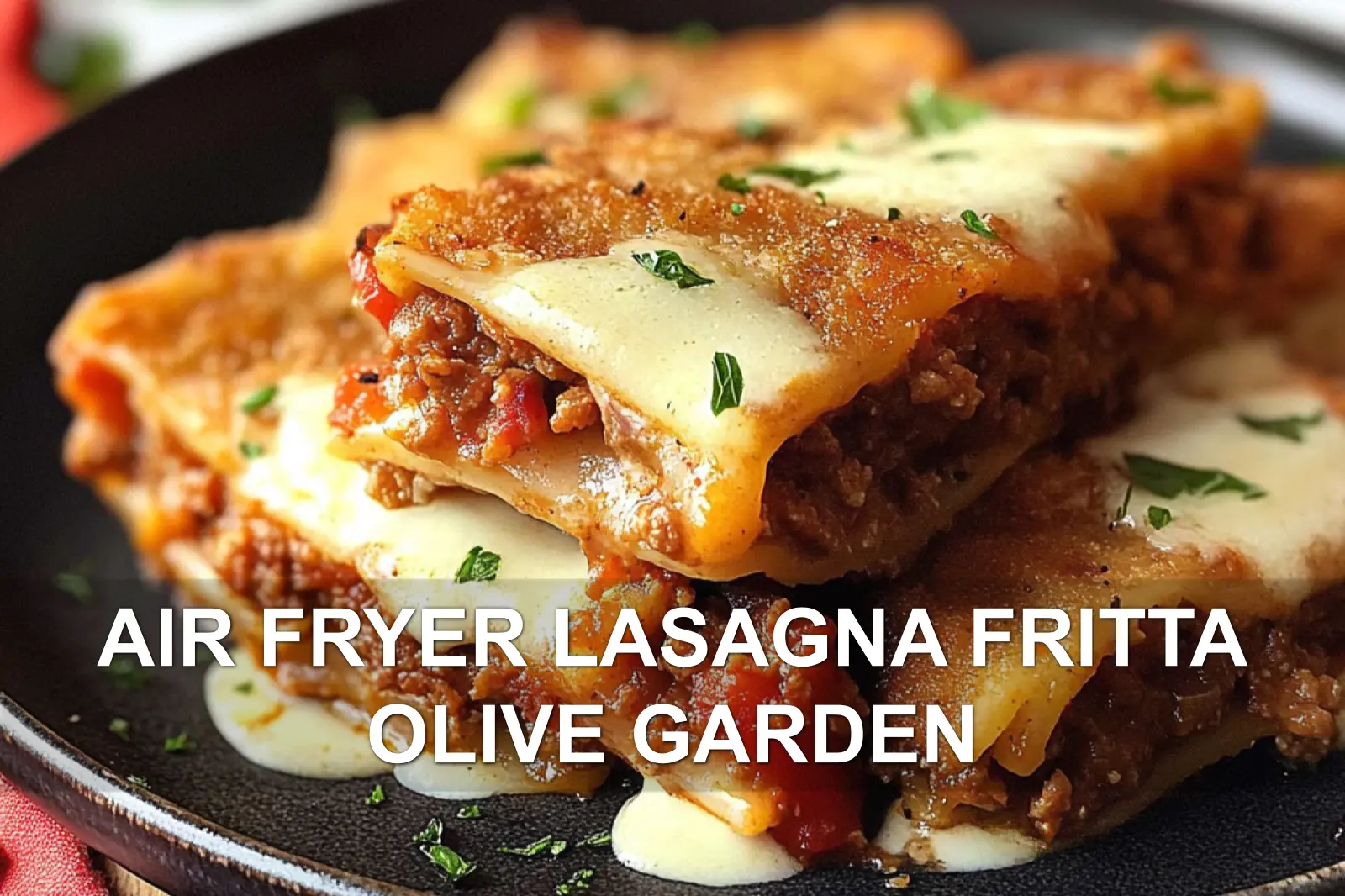 AIR FRYER LASAGNA FRITTA OLIVE GARDEN centered hero view, clean and uncluttered
