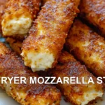 AIR FRYER MOZZARELLA STICKS centered hero view, clean and uncluttered
