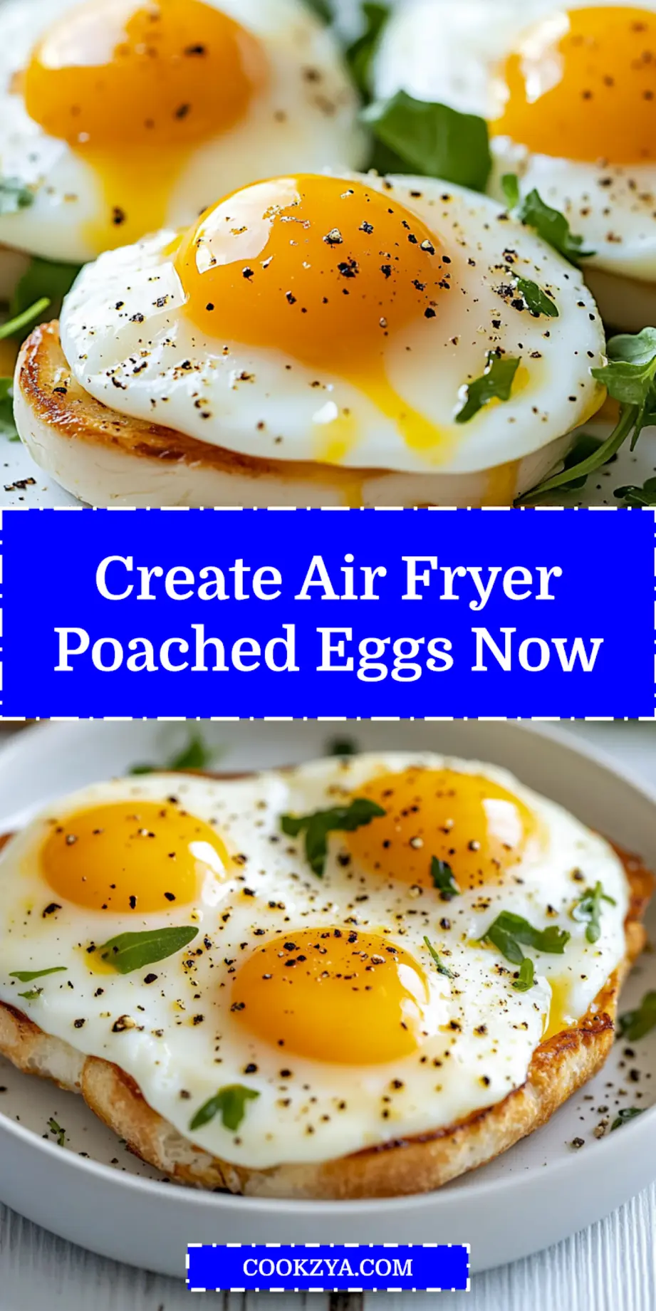 How to Make The Best Air Fryer Poached Eggs Easily 7 AIR FRYER POACHER EGGS on toast, with runny yolk, close up