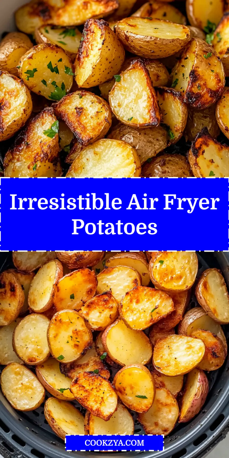 Delicious Air Fryer Potatoes You Must Try 7 AIR FRYER POTATOES centered hero view, clean and uncluttered_pin