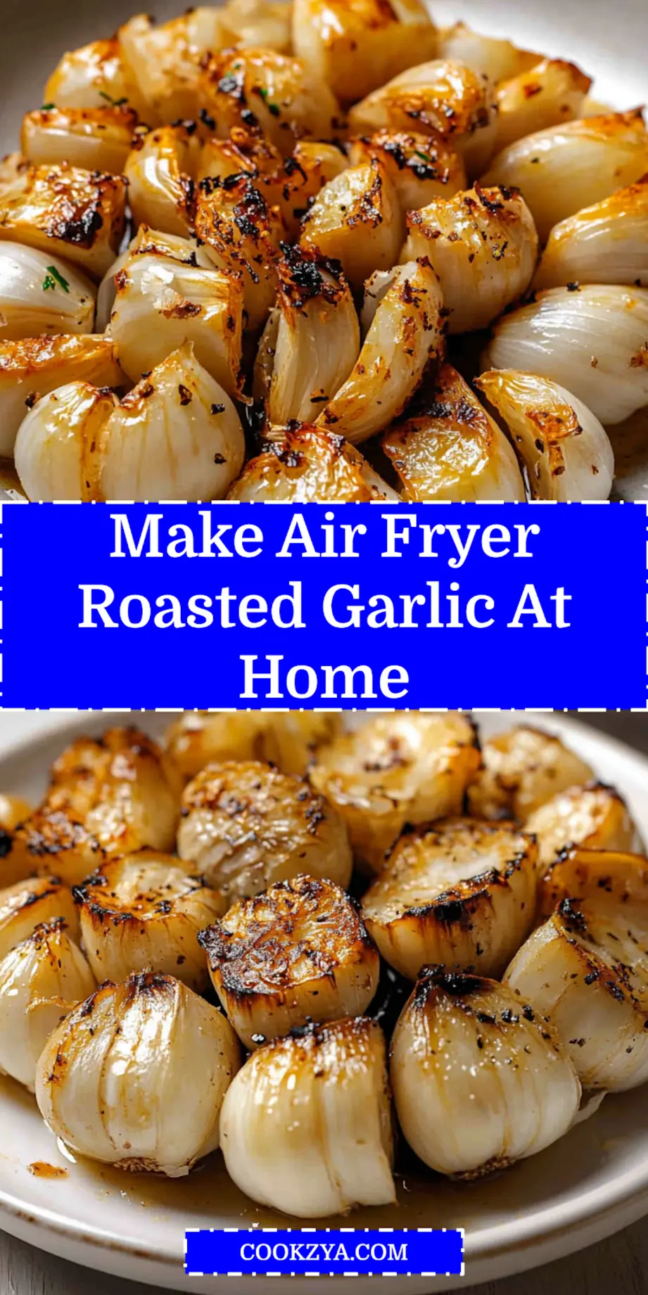Discover Air Fryer Roasted Garlic Secrets Revealed 7 Close-up of a perfectly roasted garlic bulb in foil, next to squeezed cloves, ideal for Pinterest sharing