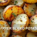 AIR FRYER SLICED POTATOES centered hero view, clean and uncluttered
