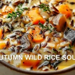 AUTUMN WILD RICE SOUP centered hero view, clean and uncluttered