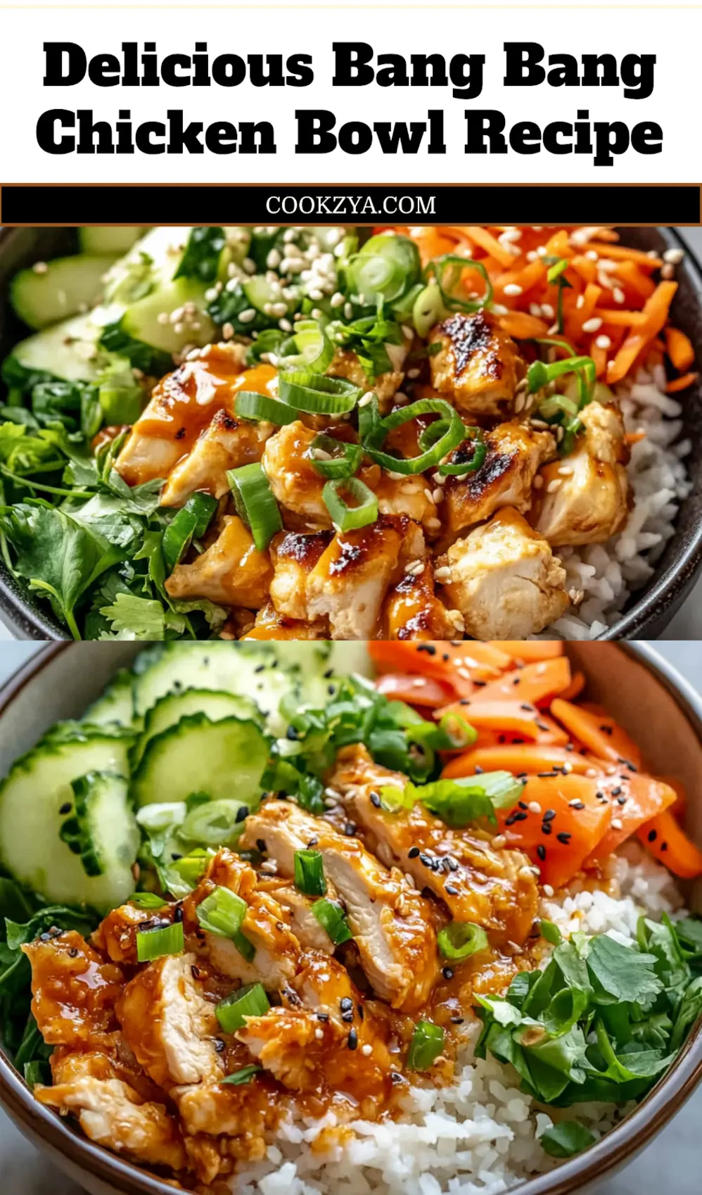 Bang Bang Chicken Bowl Recipe: Quick Delicious Dinner 6 BANG BANG CHICKEN BOWL RECIPE centered hero view, clean and uncluttered_pin