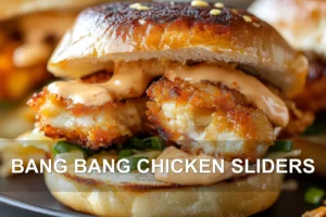 BANG BANG CHICKEN SLIDERS centered hero view, clean and uncluttered