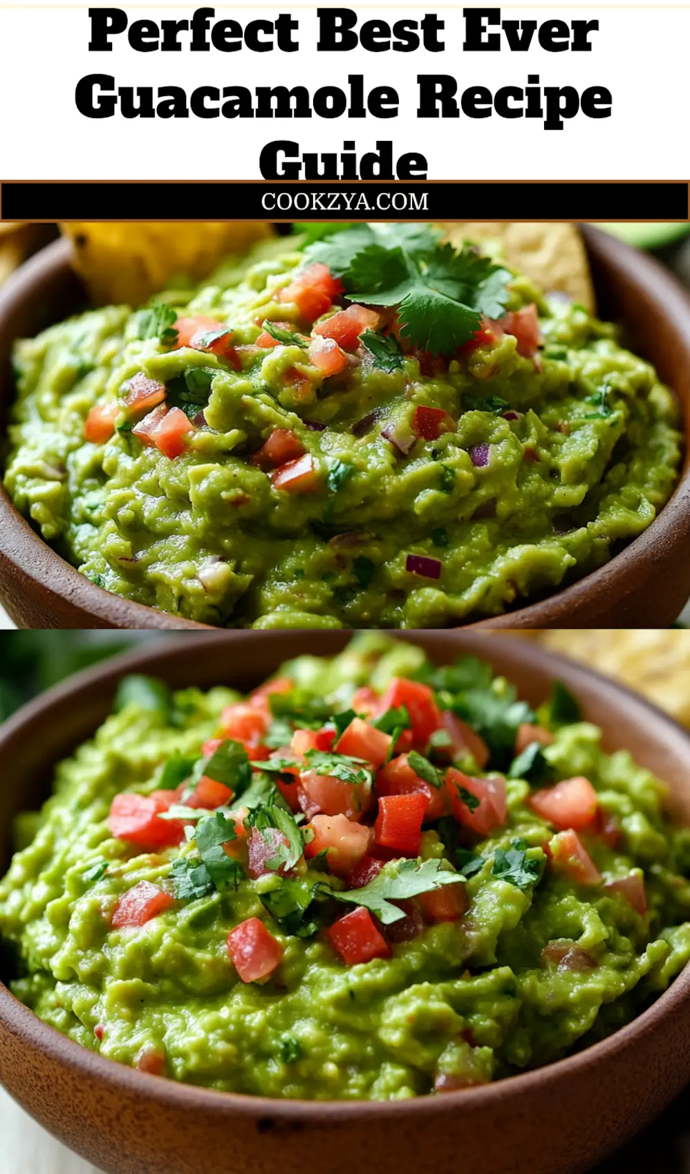 Best Ever Guacamole Recipe Easy and Irresistible 6 A Pinterest-ready image of a bowl of the Best Ever Guacamole Recipe, served with crispy tortilla chips, garnished with cilantro.