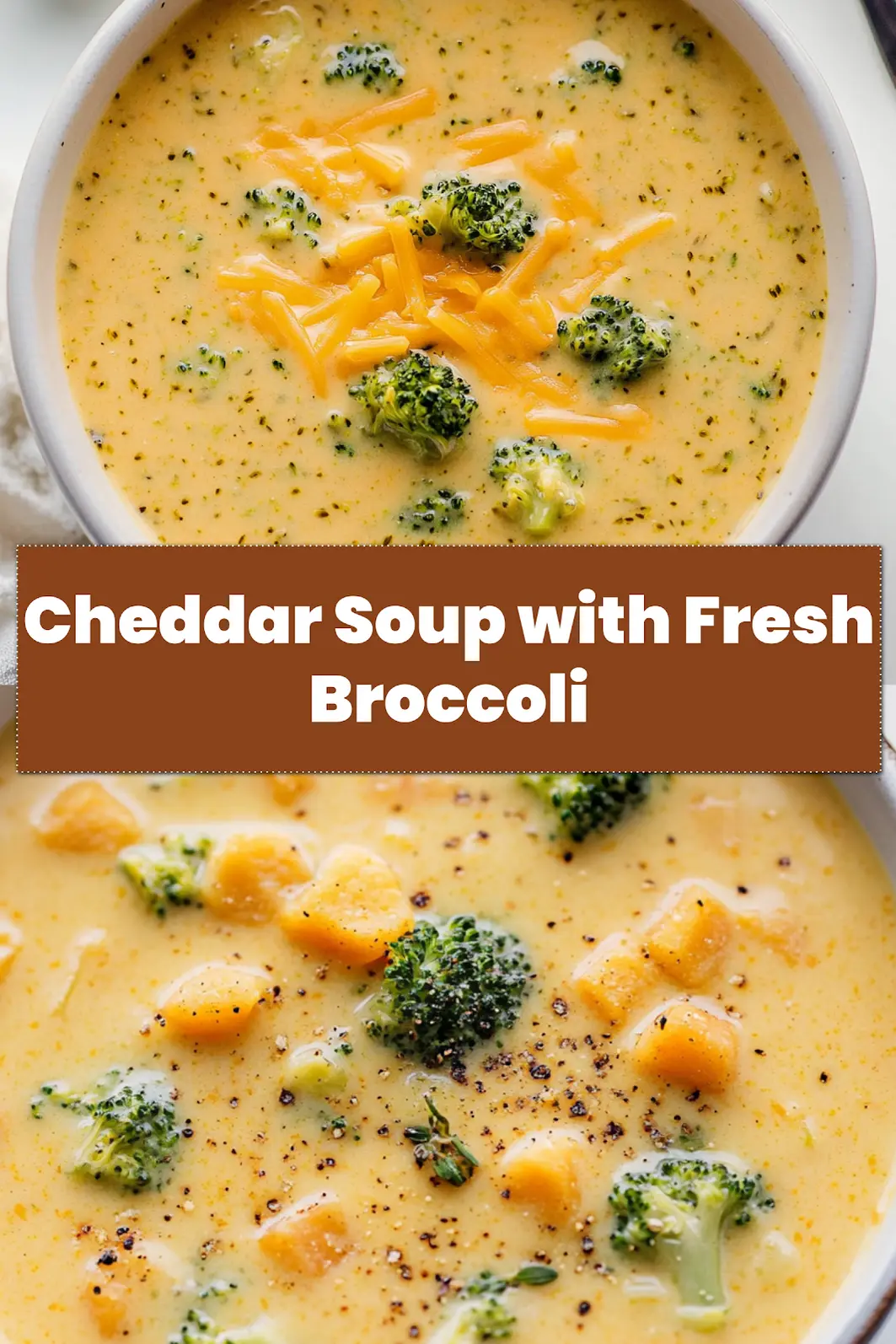 A beautifully plated, steaming bowl of homemade Broccoli Cheddar Soup, garnished with fresh herbs and a sprinkle of cheddar, ready to be enjoyed.