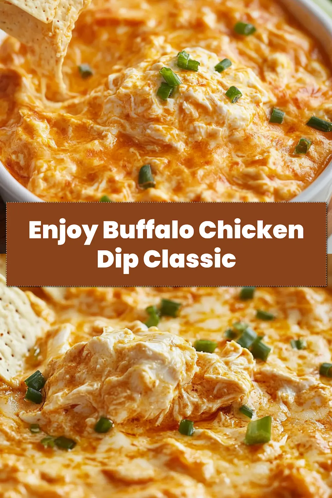 Buffalo Chicken Dip Classic Perfect Game Day Snack 6 BUFFALO CHICKEN DIP CLASSIC centered hero view, clean and uncluttered_pin