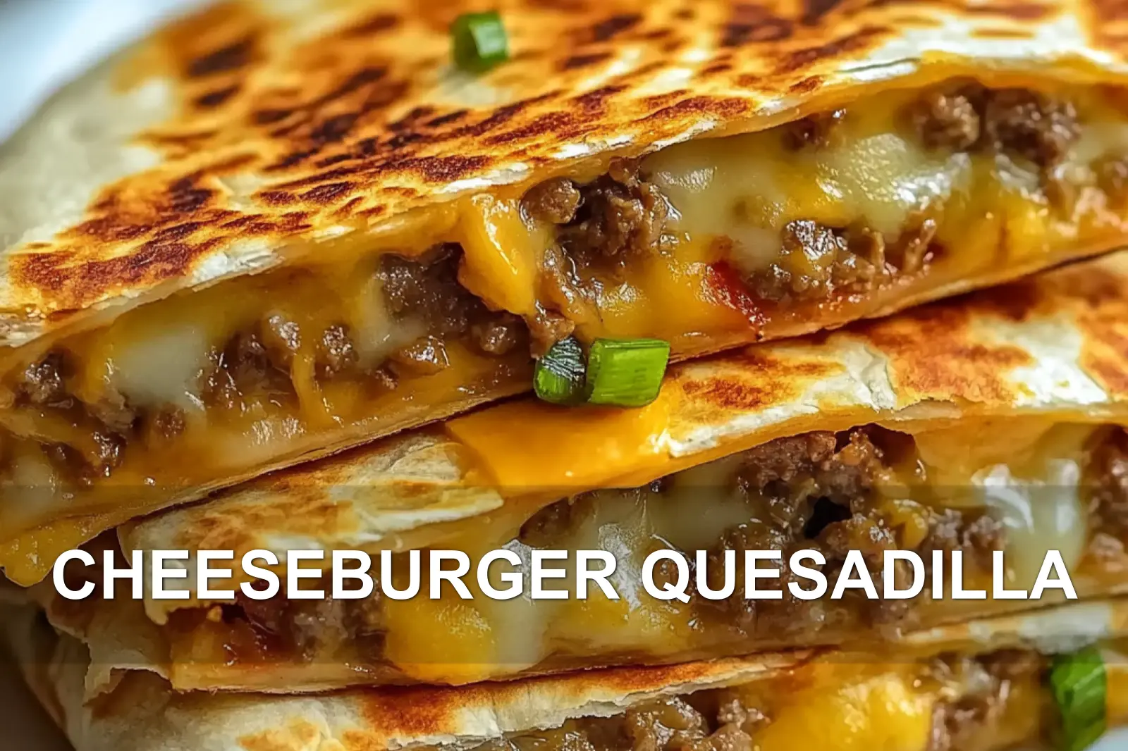 CHEESEBURGER QUESADILLA centered hero view, clean and uncluttered