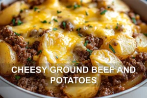 Cheesy Ground Beef and Potatoes: Ultimate Comfort Food CHEESY GROUND BEEF AND POTATOES centered hero view, clean and uncluttered