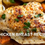 CHICKEN BREAST RECIPE centered hero view, clean and uncluttered