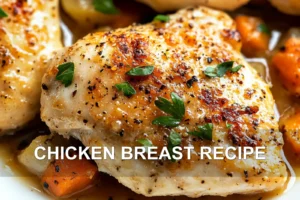 CHICKEN BREAST RECIPE centered hero view, clean and uncluttered