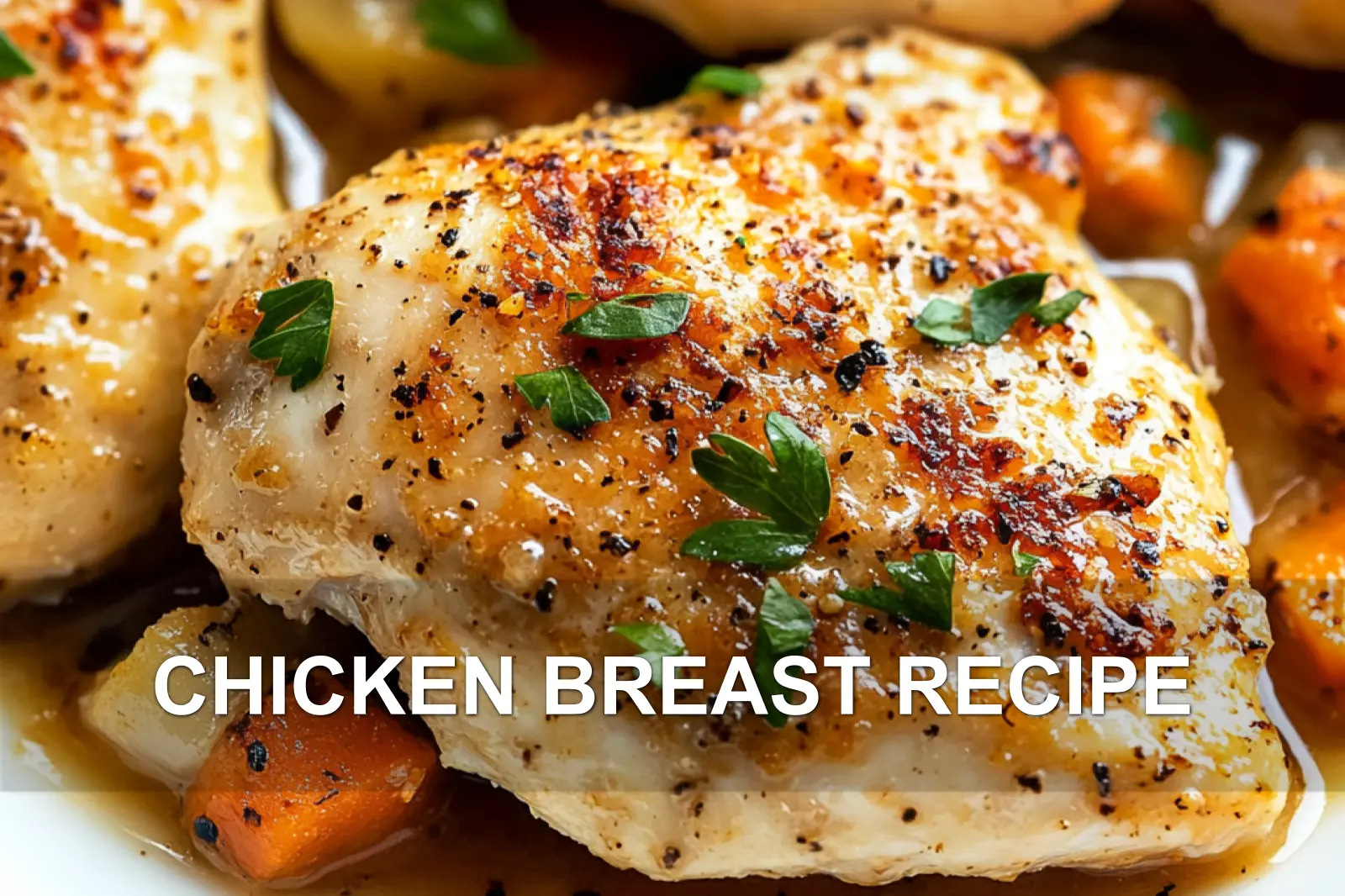 CHICKEN BREAST RECIPE centered hero view, clean and uncluttered