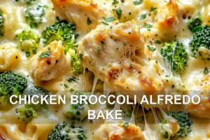 How to Make Chicken Broccoli Alfredo Bake Full of Flavor CHICKEN BROCCOLI ALFREDO BAKE centered hero view, clean and uncluttered