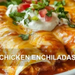 CHICKEN ENCHILADAS centered hero view, clean and uncluttered