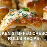 CHICKEN STUFFED CRESCENT ROLLS RECIPE centered hero view, clean and uncluttered