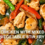 CHICKEN WITH MIXED VEGETABLE STIR FRY centered hero view, clean and uncluttered
