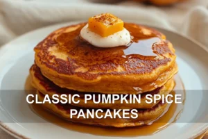Classic Pumpkin Spice Pancakes: Delicious Fall Recipe CLASSIC PUMPKIN SPICE PANCAKES centered hero view, clean and uncluttered