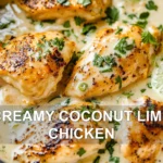 CREAMY COCONUT LIME CHICKEN centered hero view, clean and uncluttered