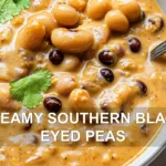 CREAMY SOUTHERN BLACK EYED PEAS centered hero view, clean and uncluttered