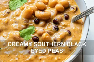 Irresistible Creamy Southern Black Eyed Peas CREAMY SOUTHERN BLACK EYED PEAS centered hero view, clean and uncluttered