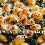 CRISPY GNOCCHI SPINACH AND FETA centered hero view, clean and uncluttered