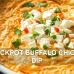 CROCKPOT BUFFALO CHICKEN DIP centered hero view, clean and uncluttered