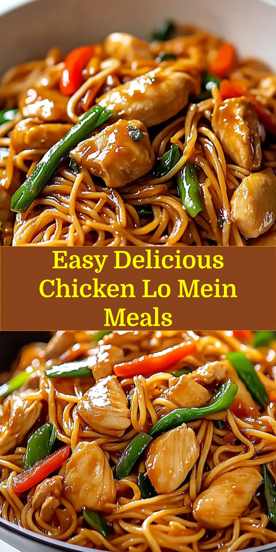 Delicious Chicken Lo Mein Easy Quick Recipe Secrets 6 Close-up overhead shot of a generous serving of Chicken Lo Mein, garnished with fresh green onions, ideal for a Pinterest pin.