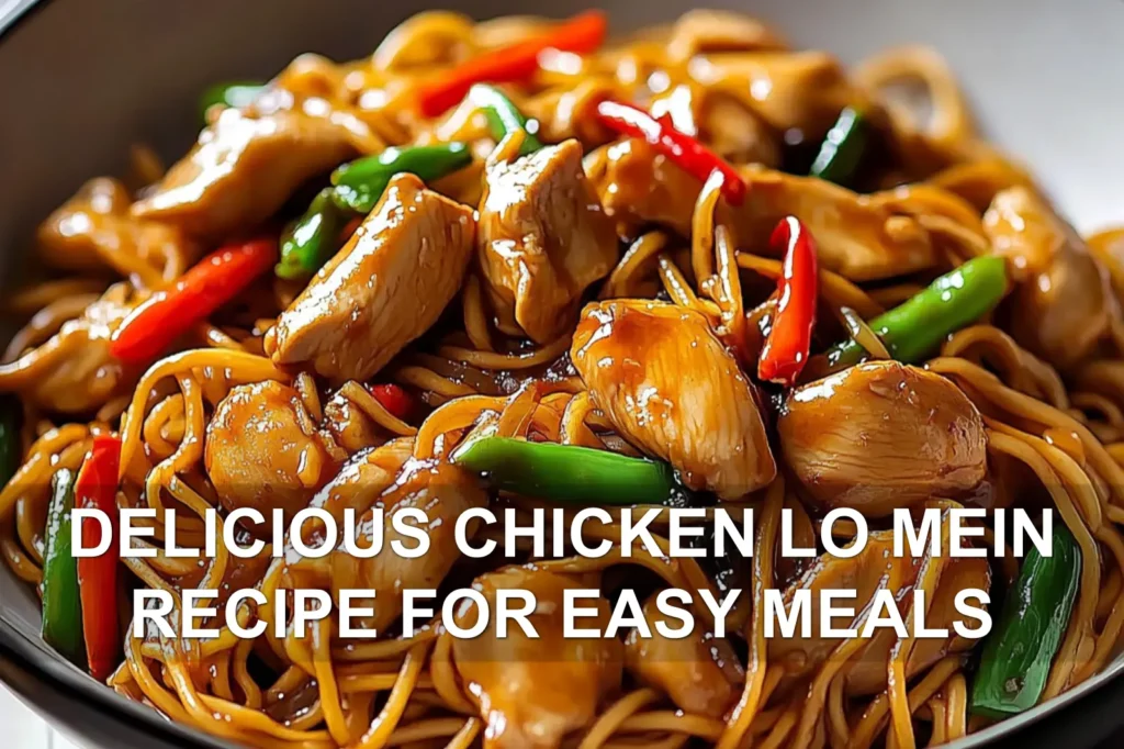 DELICIOUS CHICKEN LO MEIN RECIPE FOR EASY MEALS centered hero view, clean and uncluttered