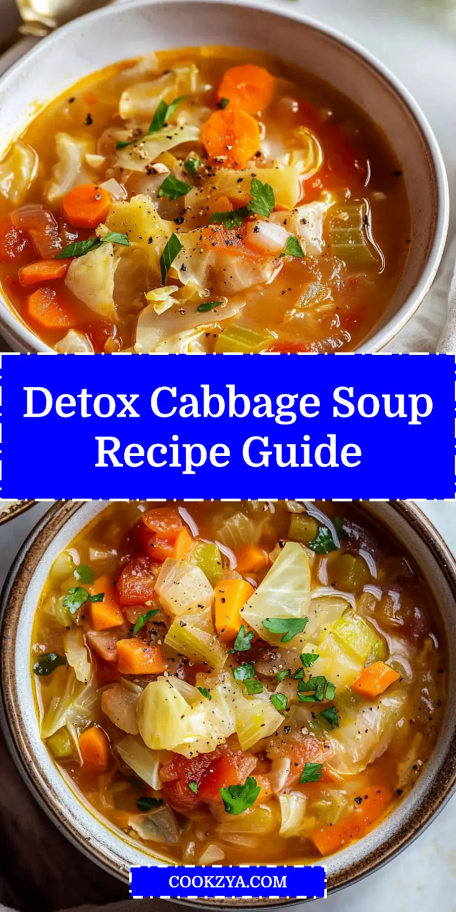 Detox Cabbage Soup Recipe for Vibrant Weight Loss 6 DETOX CABBAGE SOUP centered hero view, clean and uncluttered_pin