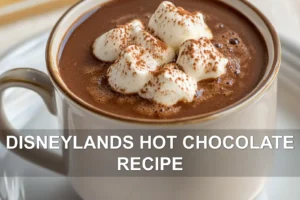 DISNEYLANDS HOT CHOCOLATE RECIPE centered hero view, clean and uncluttered