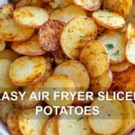 EASY AIR FRYER SLICED POTATOES centered hero view, clean and uncluttered
