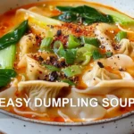 EASY DUMPLING SOUP centered hero view, clean and uncluttered