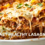 EASY HEALTHY LASAGNA centered hero view, clean and uncluttered