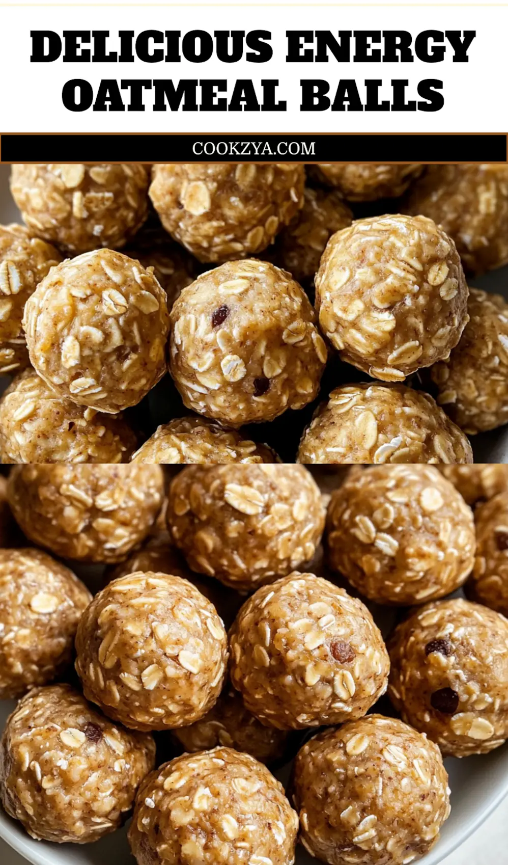 A beautifully composed flat lay of golden-brown energy oatmeal balls, scattered with mini chocolate chips, set against a rustic background, ideal for social media sharing like Pinterest.