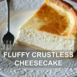 FLUFFY CRUSTLESS CHEESECAKE centered hero view, clean and uncluttered