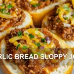 GARLIC BREAD SLOPPY JOES centered hero view, clean and uncluttered