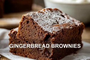GINGERBREAD BROWNIES centered hero view, clean and uncluttered